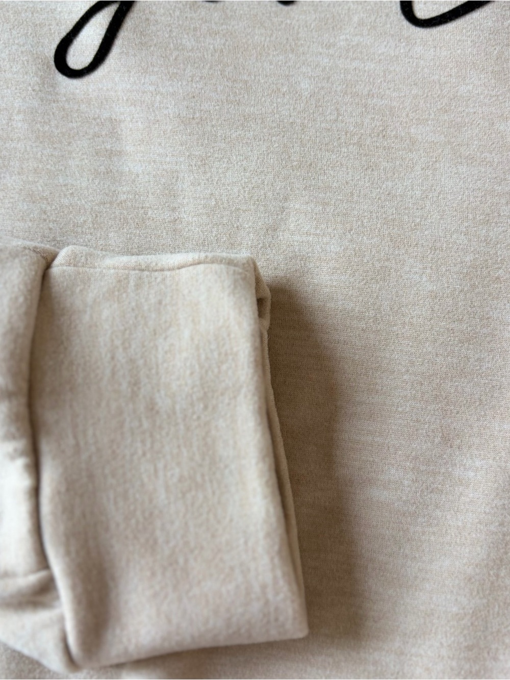 Rae Dunn Beige Crewneck Sweatshirt with Black Script - Picture 9 of 9